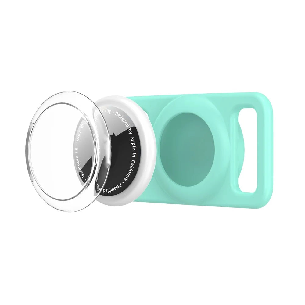 CPS10 For AirTag Protective Case Pet Cat Dog Collar Tracker Holder Silicone Cover - Mint Green - 1