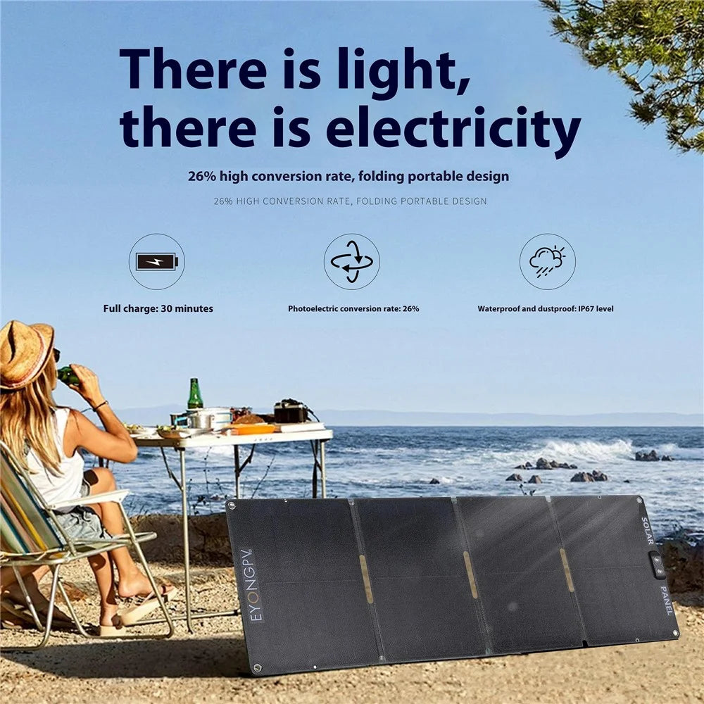 EYONGPV EYA45-22SP4 Foldable Solar Panel Charger for Phone Devices 45W Super Fast Charging Outdoor Power Bank - Black - 3