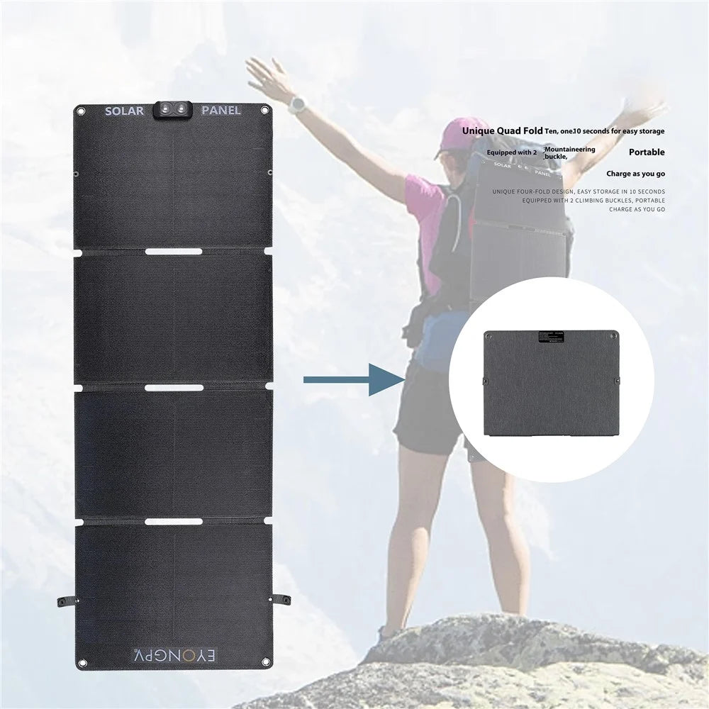 EYONGPV EYA45-22SP4 Foldable Solar Panel Charger for Phone Devices 45W Super Fast Charging Outdoor Power Bank - Black - 5