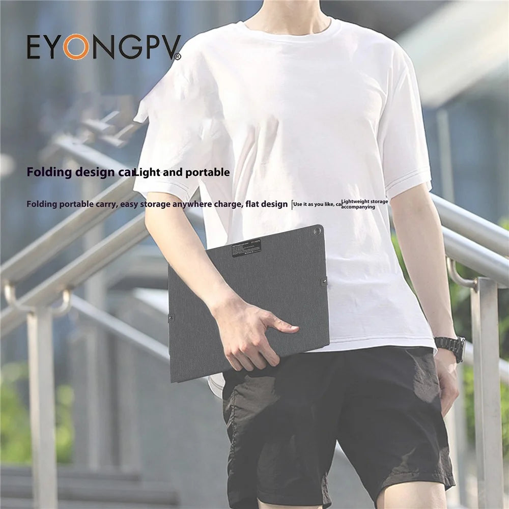 EYONGPV EYA55-23SP4 Foldable Solar Panel Charger for Phone Devices 55W Super Fast Charging Outdoor Power Bank - Black - 2