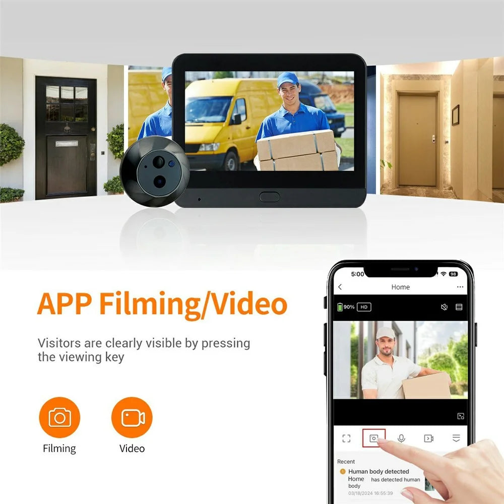 ESCAM C88B 4.3 Inch HD Screen Mini WiFi Video Doorbell PIR Motion Detection Peephole Camera - 4