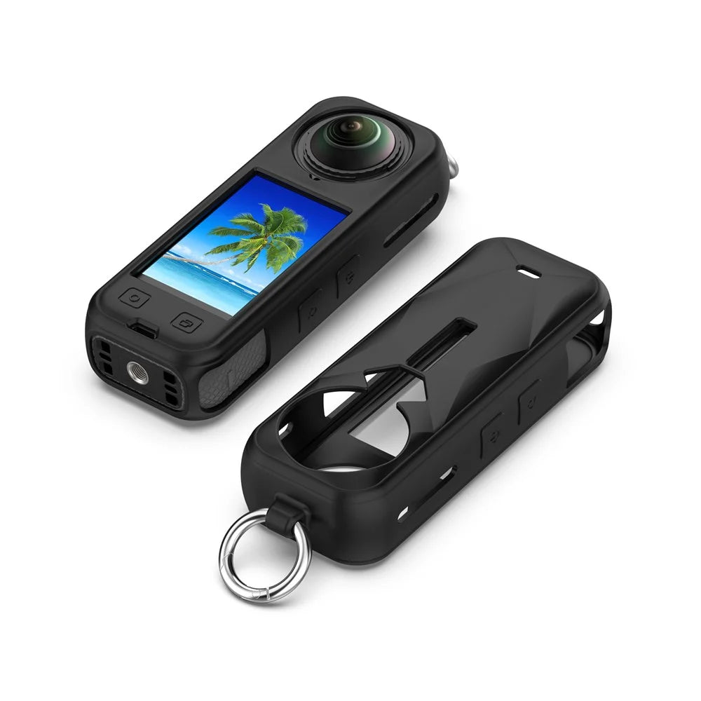 For Insta360 X5 Protective Case Shockproof Camera Silicone Cover Housing Shell - Black - 5