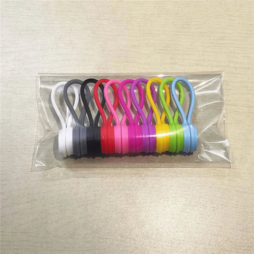 10Pcs Magnetic Cable Winder Earphone Cord Organizer Silicone Wire Holder (Random Color) - 1