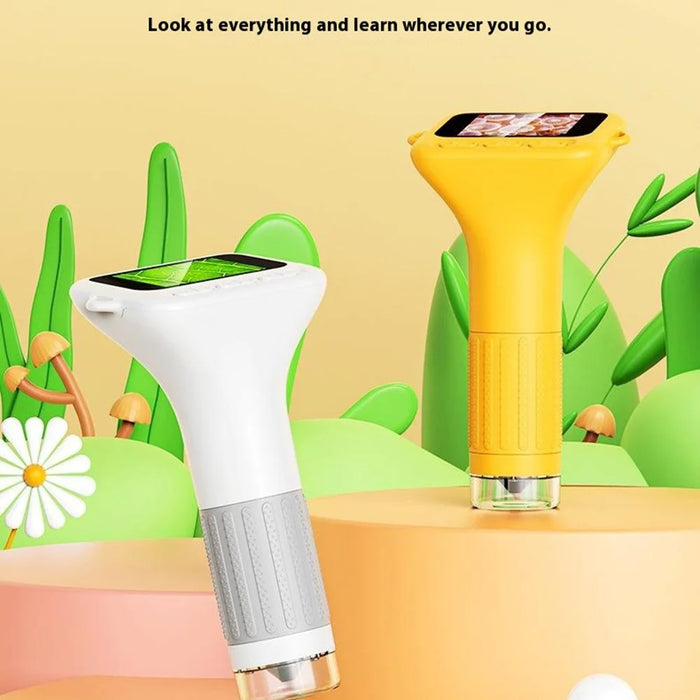 375 2 Inch IPS Screen 1000x Magnification Handheld Digital Microscope with LED Light for Children - Yellow - 2