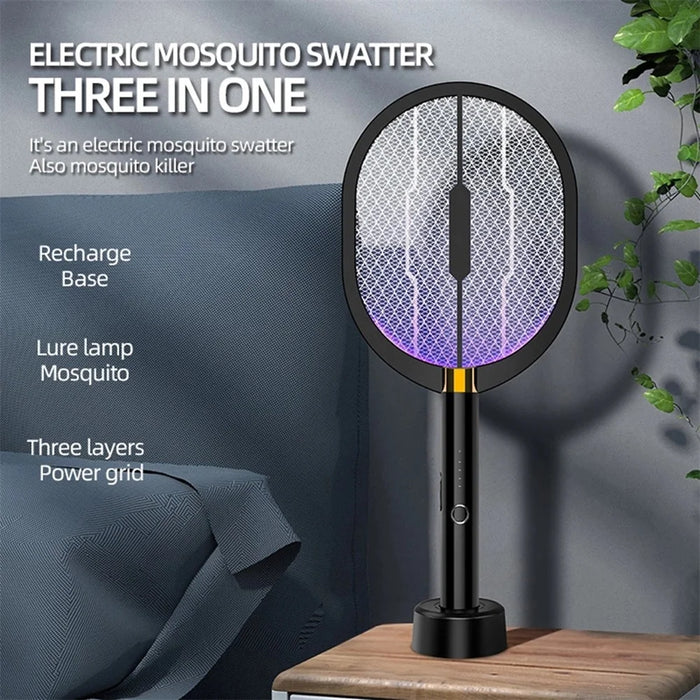 XQN-898 3 in 1 Electric Mosquito Swatter Killer LED Light USB Rechargeable Mosquito Insect Racket Trap Fly Bug Zapper - 2