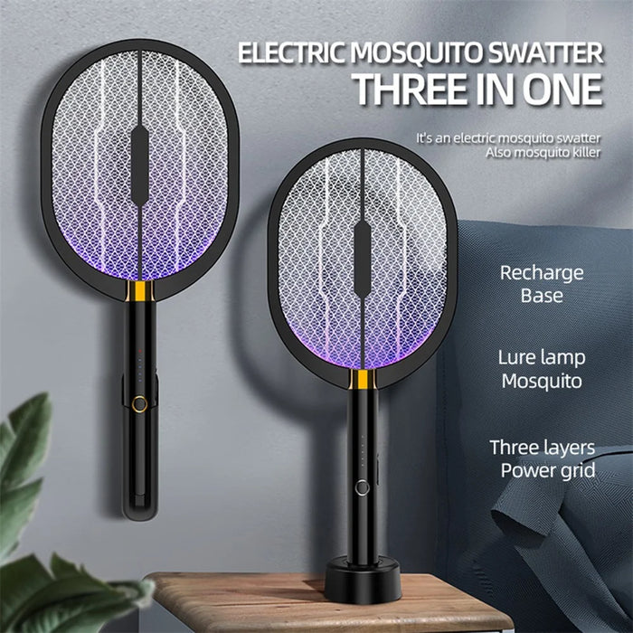 XQN-898 3 in 1 Electric Mosquito Swatter Killer LED Light USB Rechargeable Mosquito Insect Racket Trap Fly Bug Zapper - 3