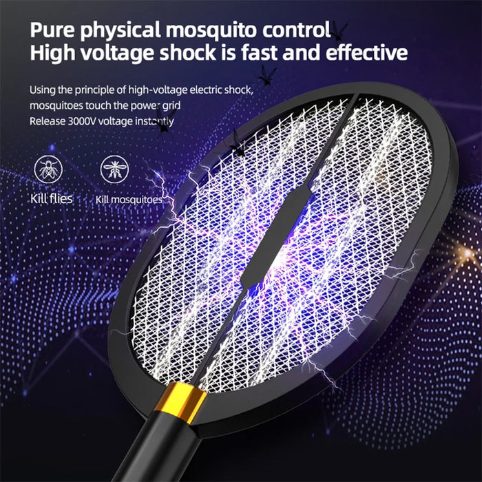 XQN-898 3 in 1 Electric Mosquito Swatter Killer LED Light USB Rechargeable Mosquito Insect Racket Trap Fly Bug Zapper - 7