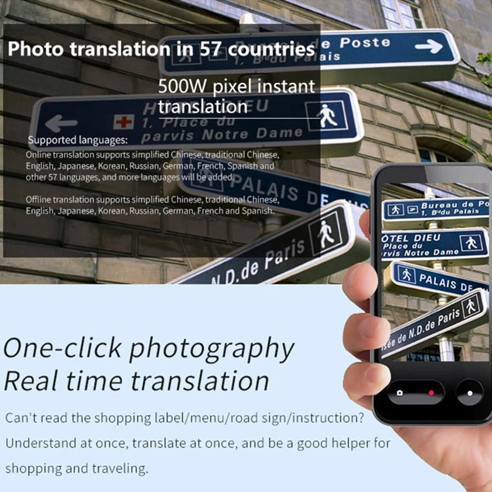 T7 1+16GB Smart Voice Translator 500W HD Camera Photo Translation 4G WiFi Translation Device - 4