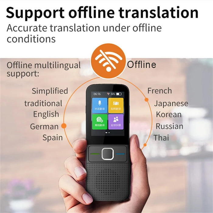 T10 2.4 Inch Smart Voice Translator Multi Language WiFi Photo Translation Device, 1+8GB Storage - Black - 6