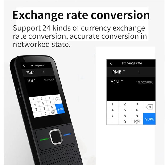 T10 2.4 Inch Smart Voice Translator Multi Language WiFi Photo Translation Device, 1+8GB Storage - Black - 7