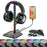 NEW BEE Z8 RGB Light Headphone Stand with USB + Type-C Expansion Hub Gaming Headset Holder Display Rack - Black - 1