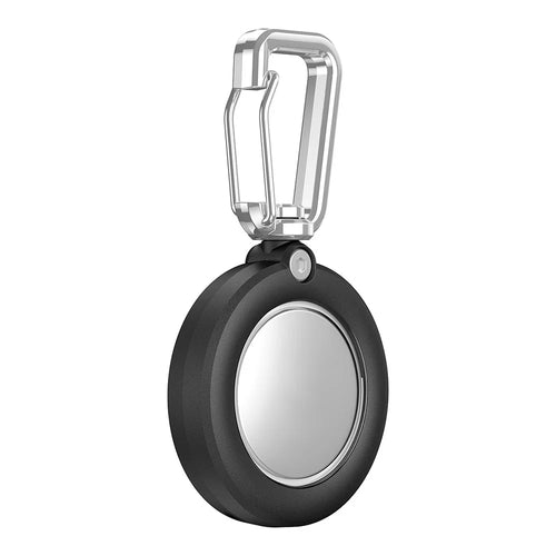 For AirTag Protective Case Full Enclosure Waterproof PC Cover with Hook - Black - 1