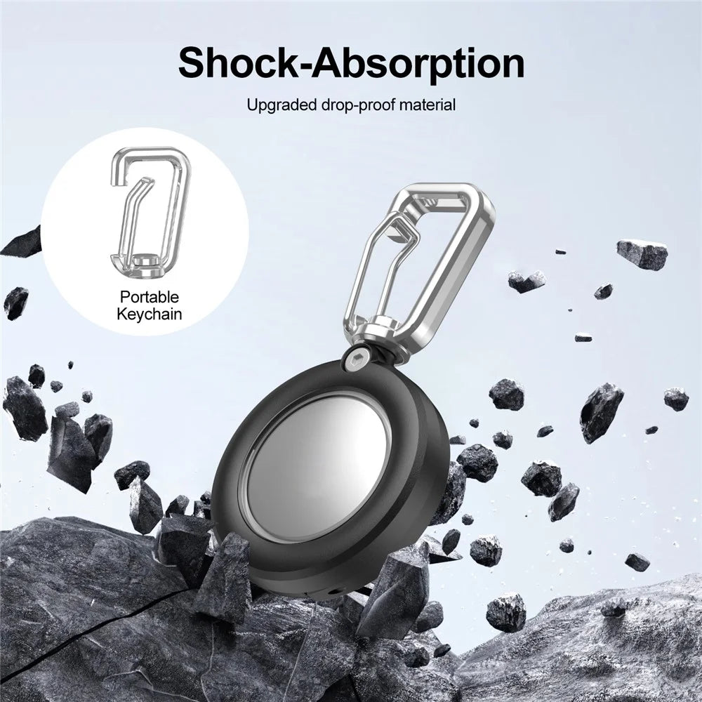 For AirTag Protective Case Full Enclosure Waterproof PC Cover with Hook - Black - 5