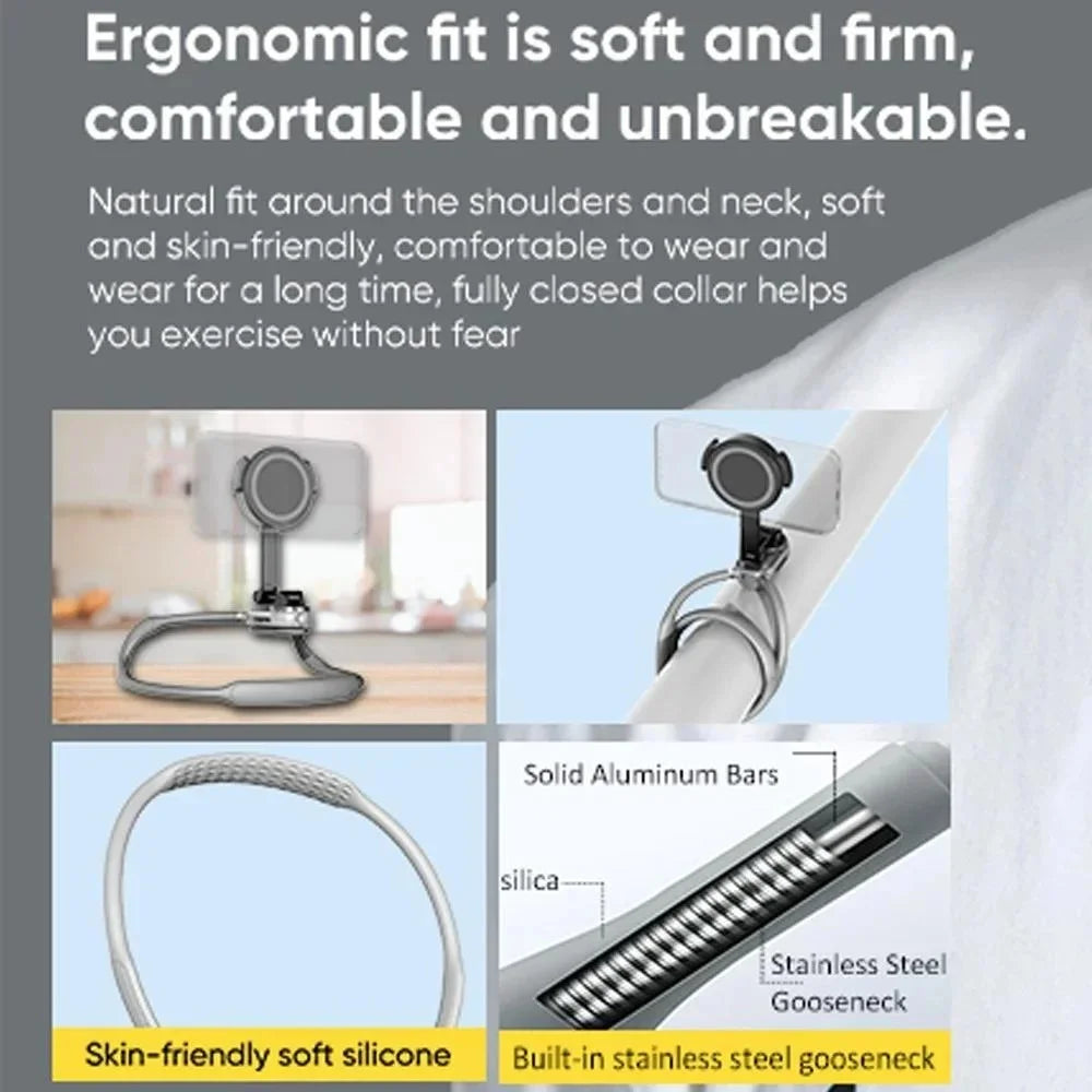 JMARY MG-02 Magnetic Neck Holder for Action Camera & Phone 360° Adjustable Silicone Necklace Mount - 5