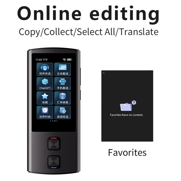 T17 138 Languages 3 Inch Smart Voice Translator WiFi Offline Photo Translation Travel Business Interpreter, 1+16GB - 6