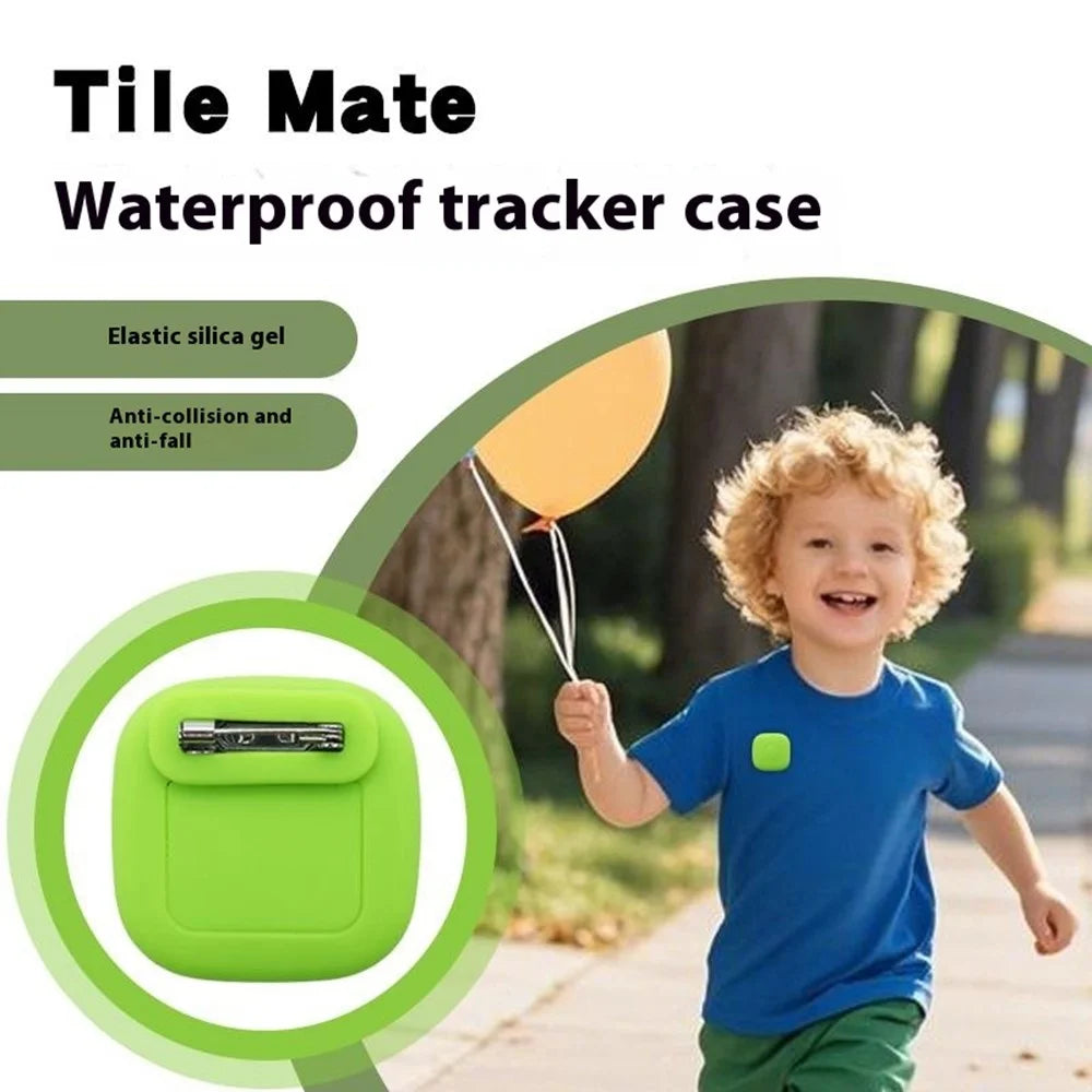 For Tile Mate (2024) Silicone Case Smart Tracker Waterproof Protective Cover Brooch Style for Children - Green - 2
