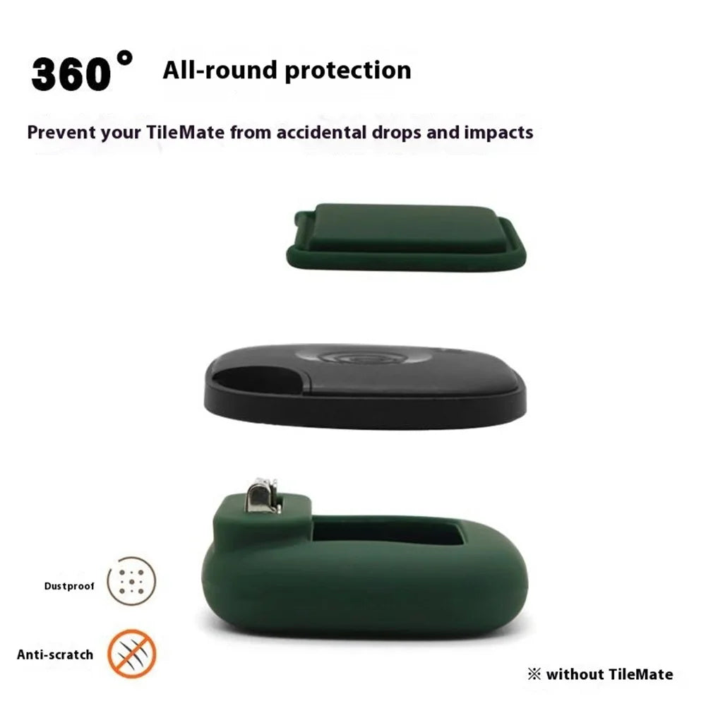 For Tile Mate (2024) Silicone Case Smart Tracker Waterproof Protective Cover Brooch Style for Children - Green - 7