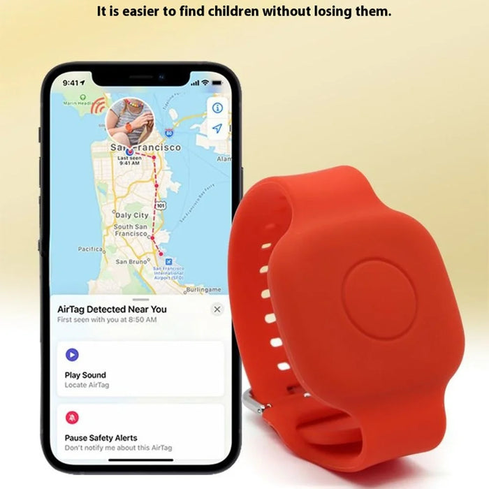 For Tile Mate (2024) Silicone Case Waterproof Adjustable Children Wrist Band Smart Tracker Watch Strap - Red - 4