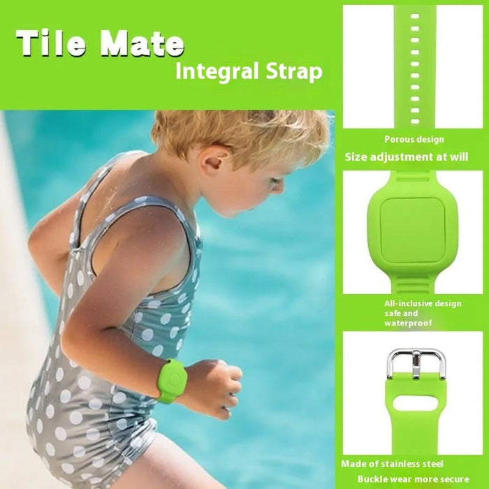 For Tile Mate (2024) Silicone Case Waterproof Adjustable Children Wrist Band Smart Tracker Watch Strap - Red - 6