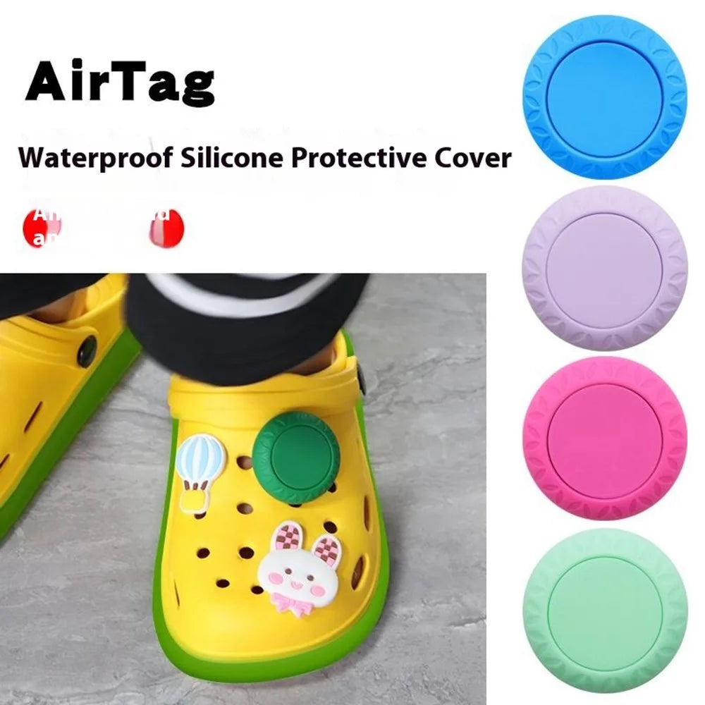 Waterproof Shoe Holder for Airtag Silicone Protective Case Cover for Kids Toddler - Midnight Green - 2