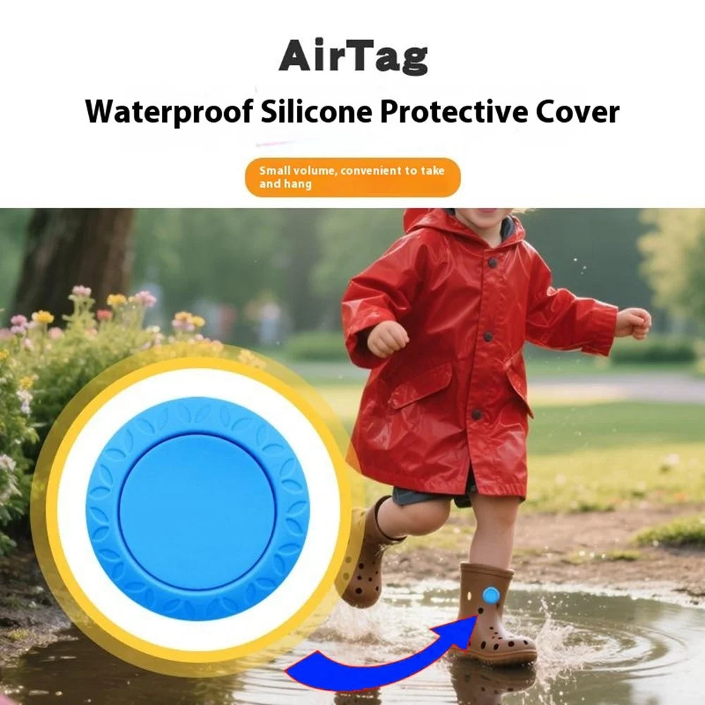 Waterproof Shoe Holder for Airtag Silicone Protective Case Cover for Kids Toddler - Midnight Green - 5