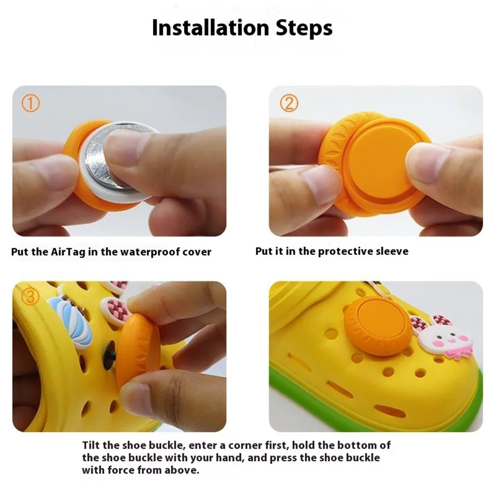 Waterproof Shoe Holder for Airtag Silicone Protective Case Cover for Kids Toddler - Midnight Green - 7