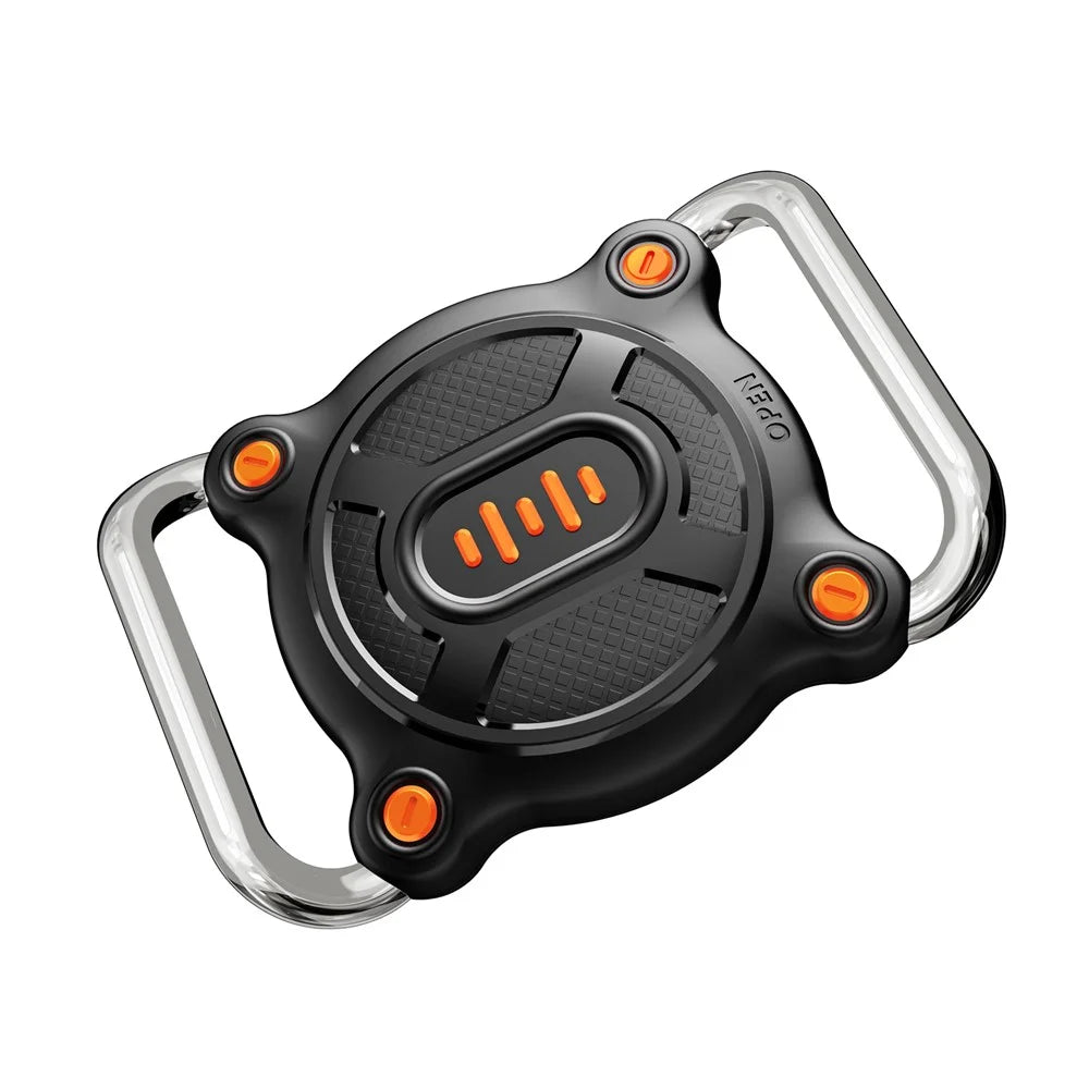 Waterproof Pet Collar Case for AirTag Tracker PC and Metal Buckle Dog Collar Holder with 2pcs Film - Black  /  Orange - 3