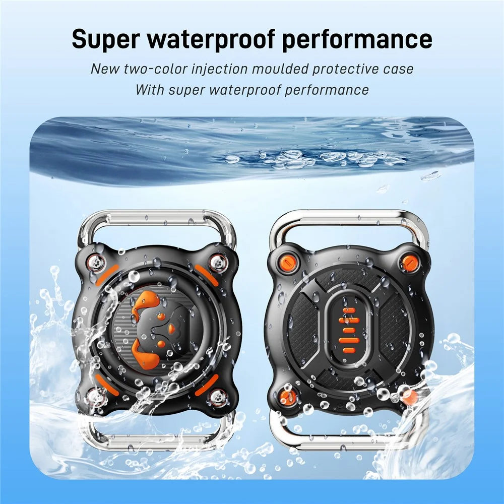 Waterproof Pet Collar Case for AirTag Tracker PC and Metal Buckle Dog Collar Holder with 2pcs Film - Black  /  Orange - 5