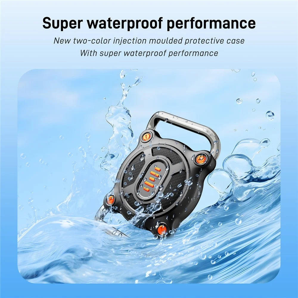 Waterproof Pet Collar Case for AirTag Tracker PC and Metal Buckle Dog Collar Holder with 2pcs Film - Black  /  Orange - 6