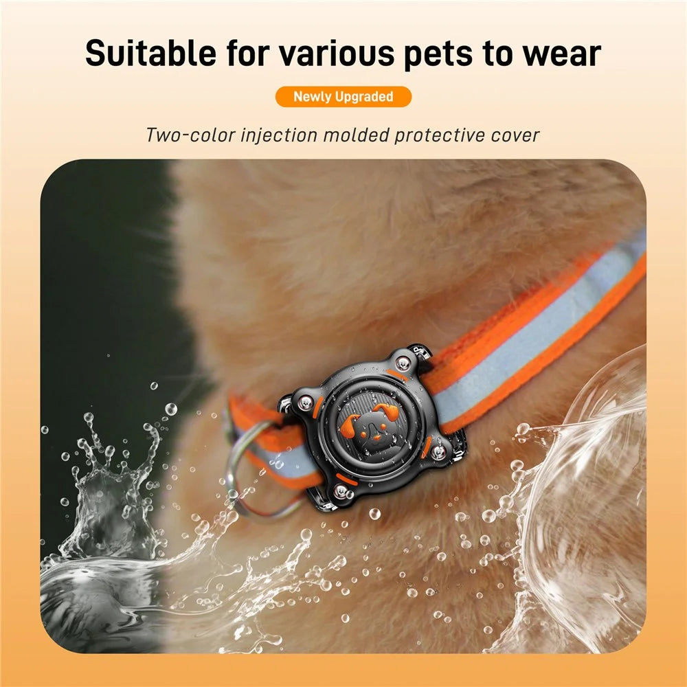 For AirTag Tracker Protective Case Mini Version Compatible with Small Pet Collar Holder with Front + Back Film - Black / White - 4