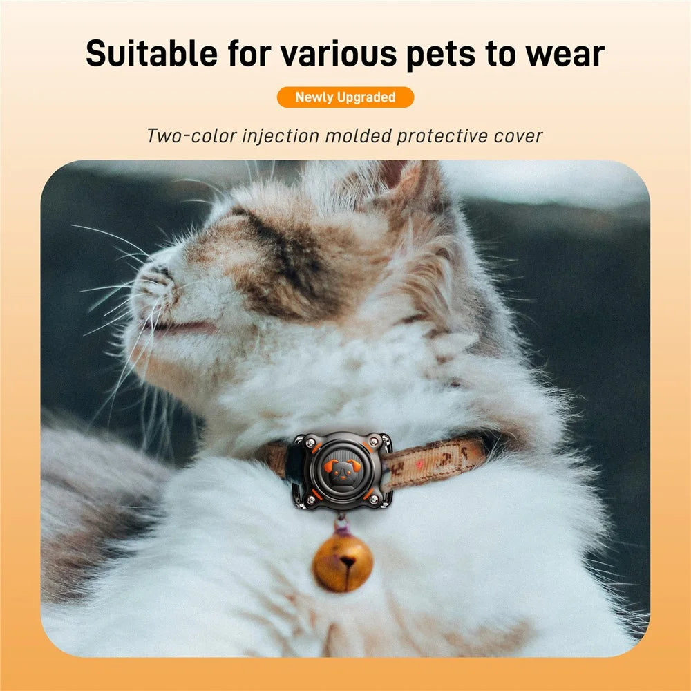 For AirTag Tracker Protective Case Mini Version Compatible with Small Pet Collar Holder with Front + Back Film - Black / White - 5