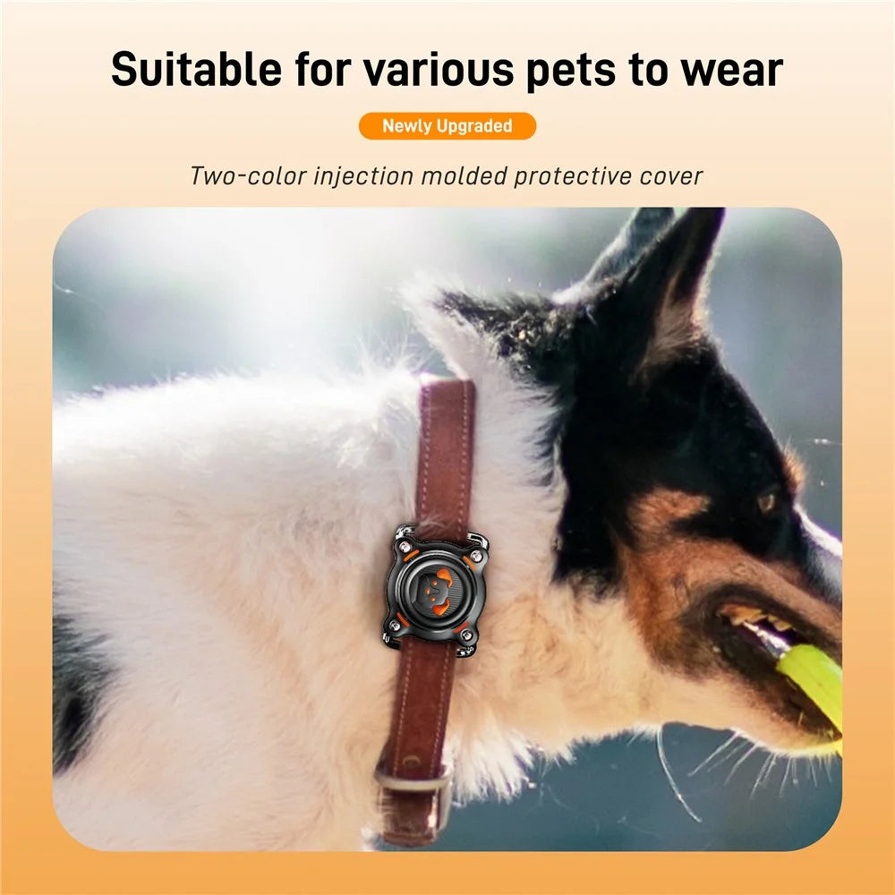 For AirTag Tracker Protective Case Mini Version Compatible with Small Pet Collar Holder with Front + Back Film - Black / White - 7
