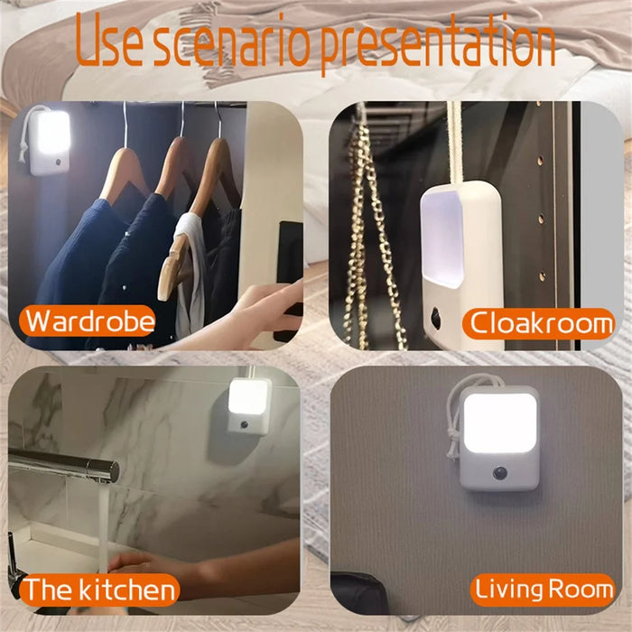 WD-005 Smart Motion Sensor Night Light Wireless Magnetic Round LED Lamp for Cabinet / Stairs / Hallway Wall Light - White - 6