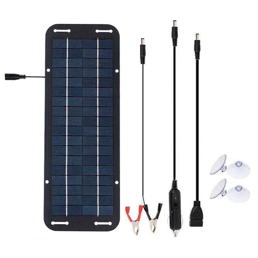 XXP335-125B 6W Polycrystalline Silicon Solar Panel 12V Car Battery Charger Maintainer with USB and DC Output - 1