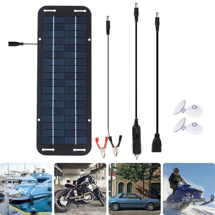 XXP335-125B 6W Polycrystalline Silicon Solar Panel 12V Car Battery Charger Maintainer with USB and DC Output - 2