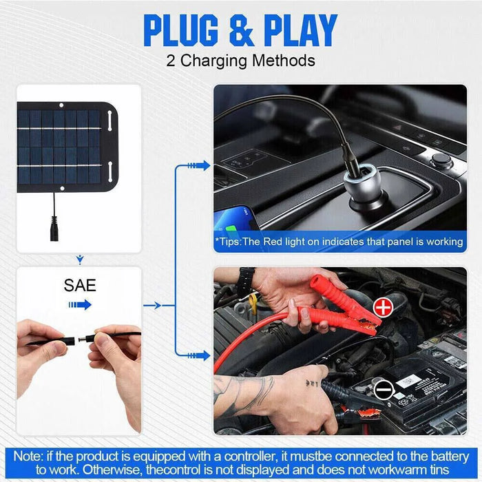 XXP335-125B 6W Polycrystalline Silicon Solar Panel 12V Car Battery Charger Maintainer with USB and DC Output - 4