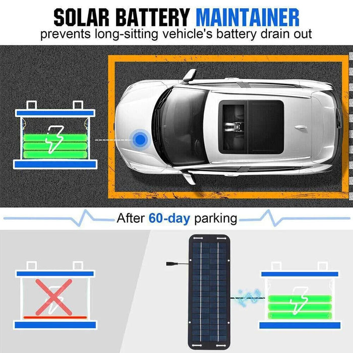 XXP335-125B 6W Polycrystalline Silicon Solar Panel 12V Car Battery Charger Maintainer with USB and DC Output - 5