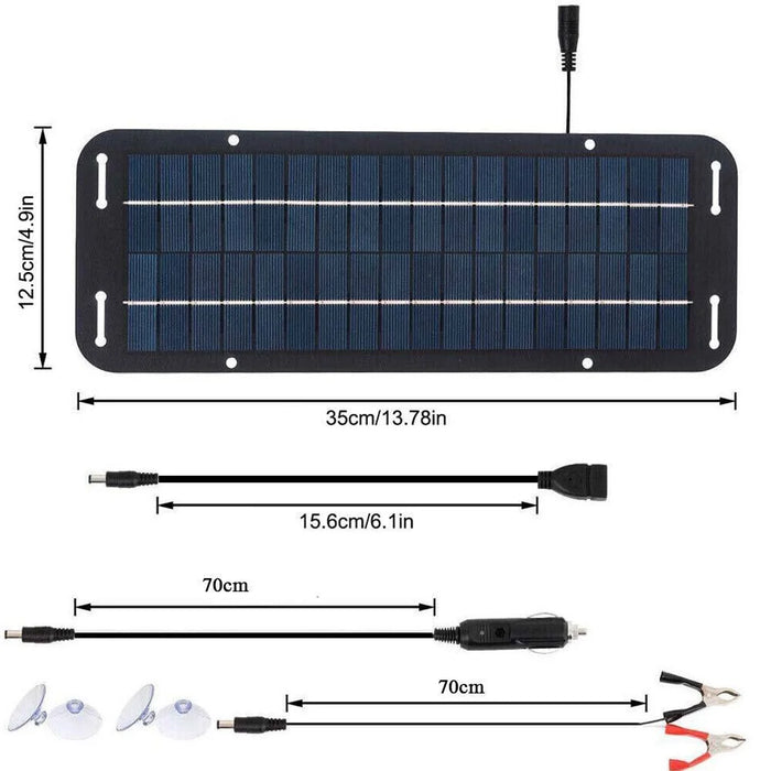 XXP335-125B 6W Polycrystalline Silicon Solar Panel 12V Car Battery Charger Maintainer with USB and DC Output - 6