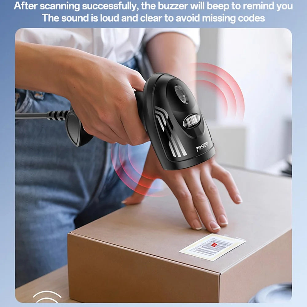 YESIDO EC21 1D 2D Barcode Scanner 1.6m Wired Handheld Bar Code Reader Scanning Device - 7