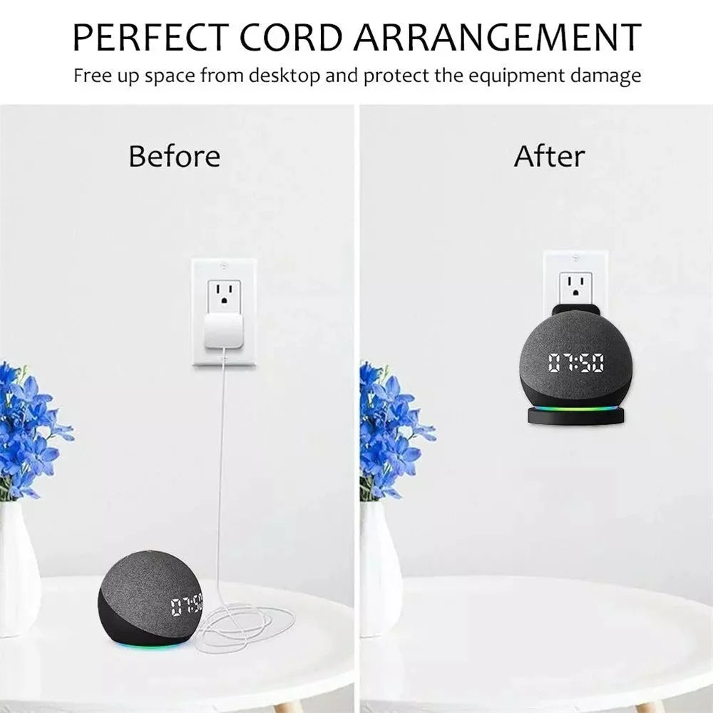 Wall Mount Bracket for Amazon Echo Dot (5th Gen) Speaker Holder Socket Organizer - Black - 5