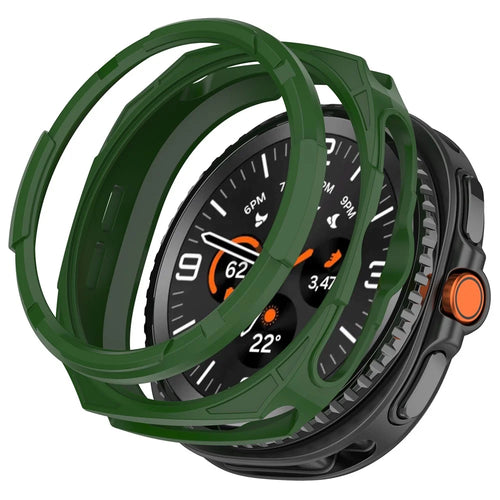 TPU Case for Samsung Galaxy Watch8 Classic 46mm Hollow Design Protective Watch Cover with Ring Shell - Green - 1