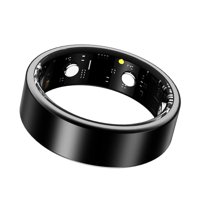 R30 Heart Pattern Smart Ring Waterproof ECG Heart Rate Blood Oxygen Blood Pressure Sleep Tracker, with Charging Case - Black / Size 7 - 3