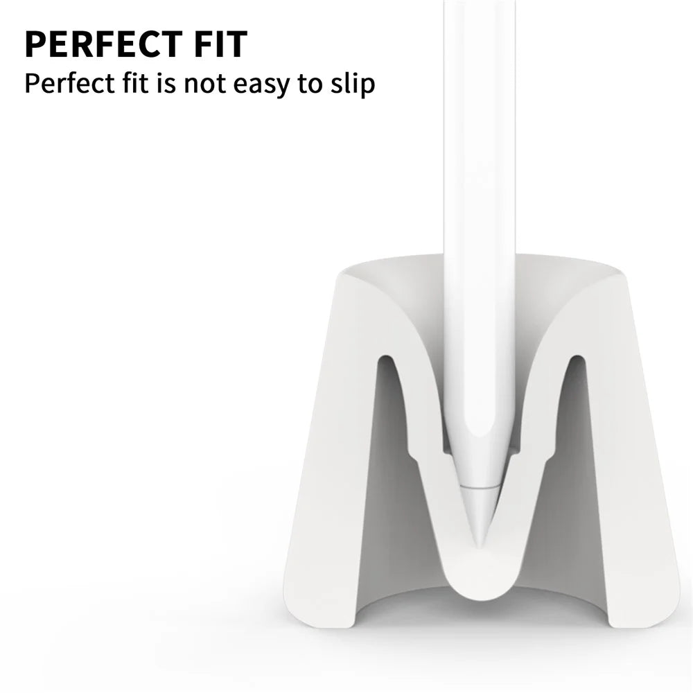 AHASTYLE BD02 Silicone Stand for Apple Pencil (USB-C) / Pencil (2nd Generation) / Pencil (1st Generation) Stylus Holder Base - White - 4
