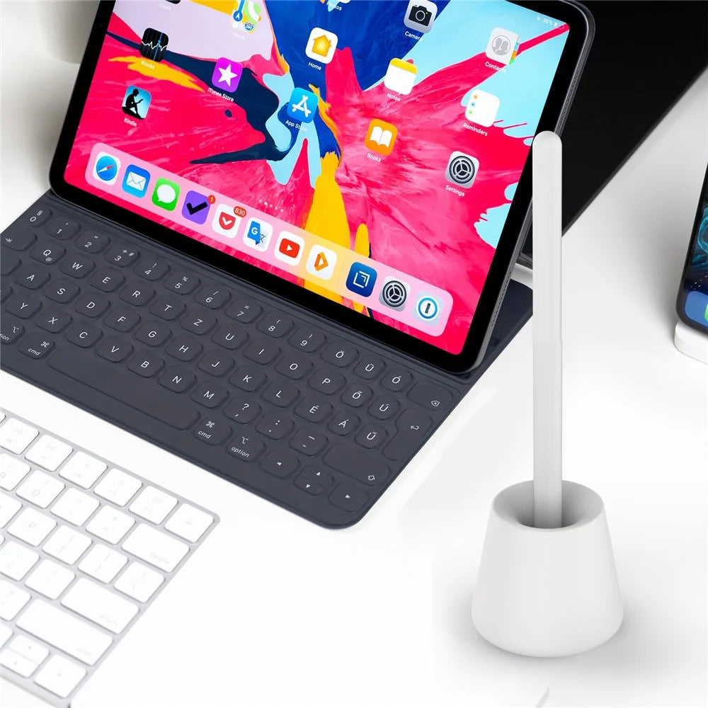 AHASTYLE BD02 Silicone Stand for Apple Pencil (USB-C) / Pencil (2nd Generation) / Pencil (1st Generation) Stylus Holder Base - White - 5