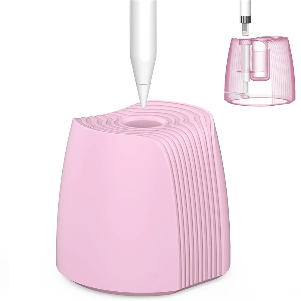 AHASTYLE LC04 Silicone Stand for Apple Pencil (USB-C) / Pencil (2nd Generation) / Pencil (1st Generation) Stylus Holder Charging Base - Pink - 1