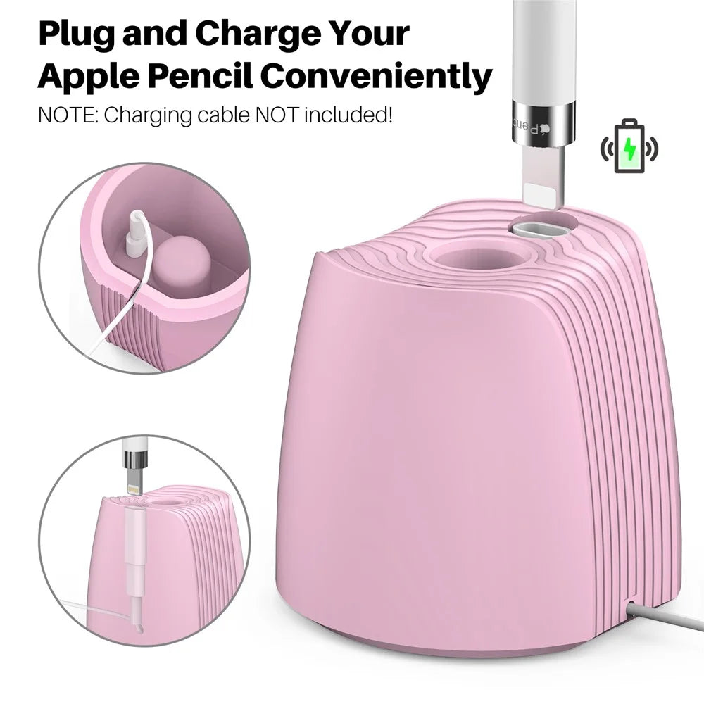 AHASTYLE LC04 Silicone Stand for Apple Pencil (USB-C) / Pencil (2nd Generation) / Pencil (1st Generation) Stylus Holder Charging Base - Pink - 2