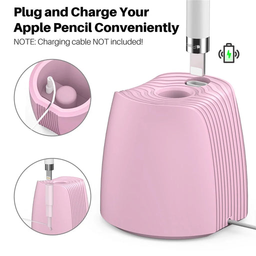 AHASTYLE LC04 Silicone Stand for Apple Pencil (USB-C) / Pencil (2nd Generation) / Pencil (1st Generation) Stylus Holder Charging Base - Pink - 2