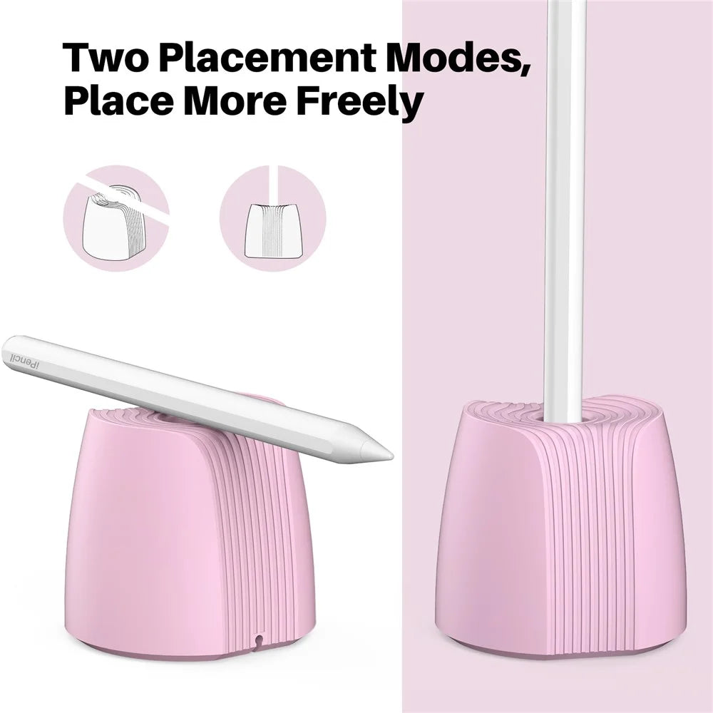 AHASTYLE LC04 Silicone Stand for Apple Pencil (USB-C) / Pencil (2nd Generation) / Pencil (1st Generation) Stylus Holder Charging Base - Pink - 3