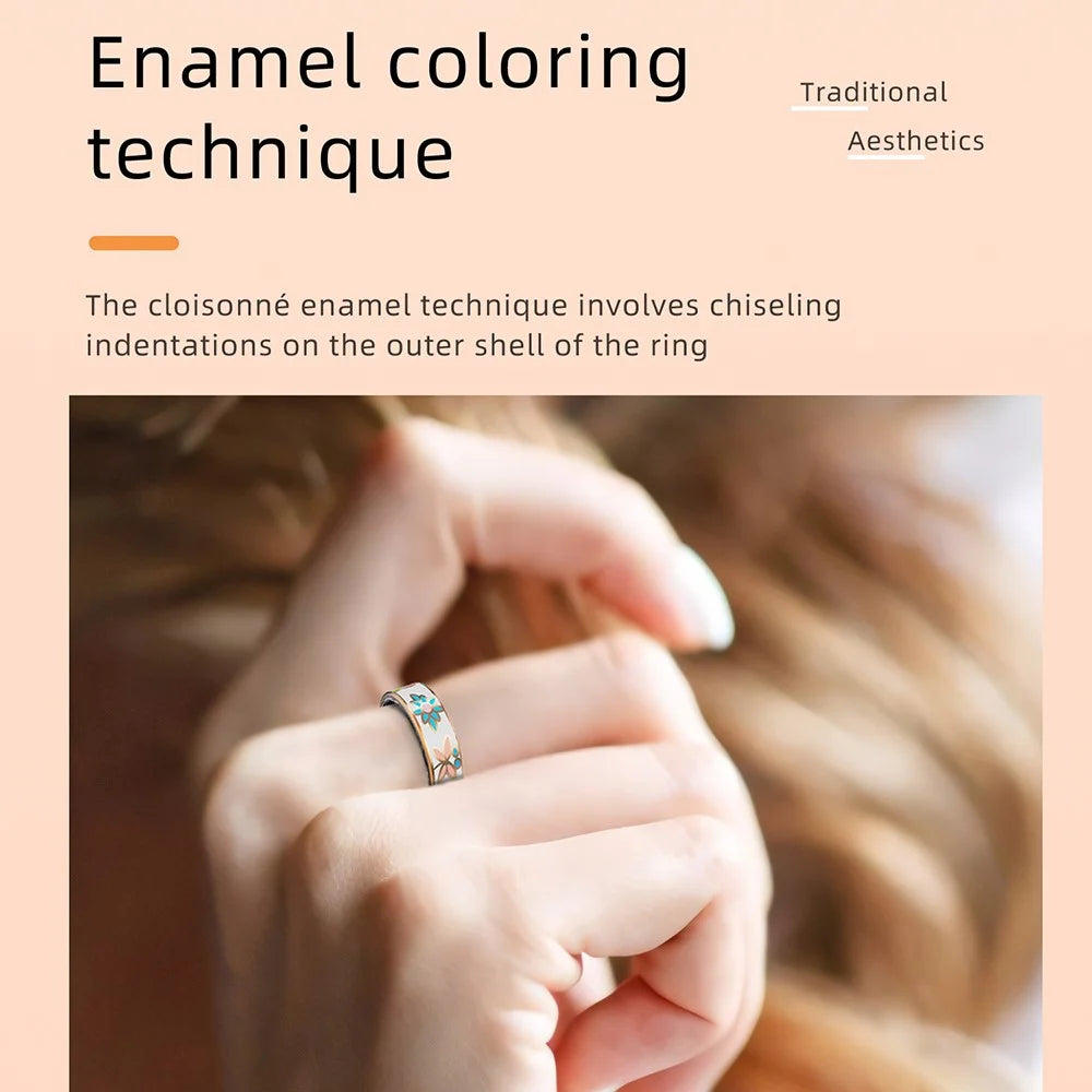 R18 Enamel Smart Ring Waterproof Heart Rate Blood Oxygen Monitor Fitness Tracker Ring, with Charging Case - Size 7 - 2