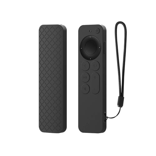 For Apple TV 7th Generation / 6th Generation Remote Control Case Full Cover Silicone Protective Cover with Lanyard - Black - 1